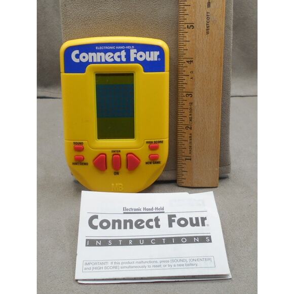 Vintage Connect Four Electronic Handheld Game Milton Bradley 1995 Works - Picture 5 of 8